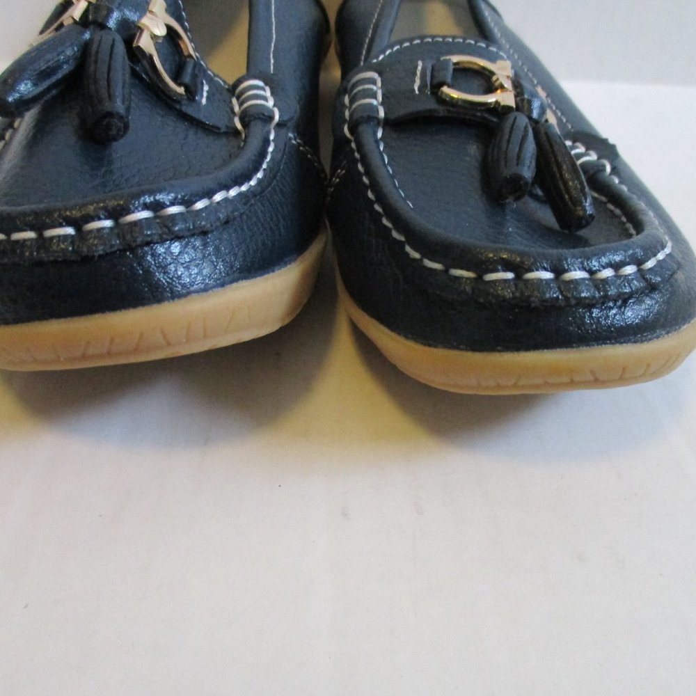 *CILOOL Navy Blue Pebbled Loafer Moccasin Flats - Picture 5 of 7